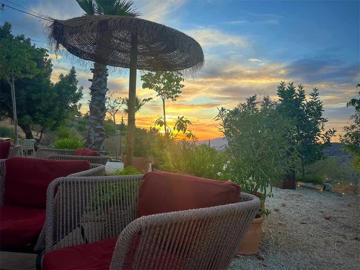 The terrace at Costa del Soul at sunset